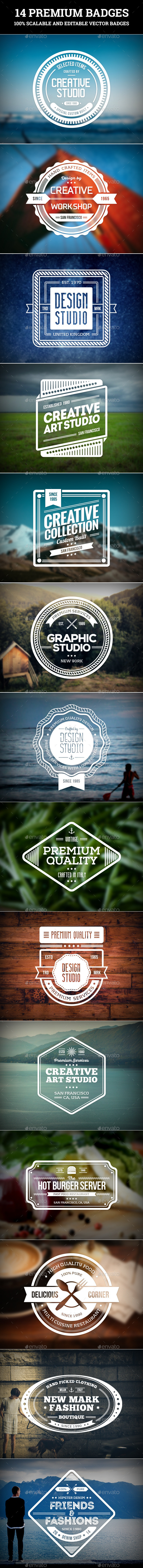 C.Kav - 14 Premium Vector Badges - Badges & Stickers Web Elements