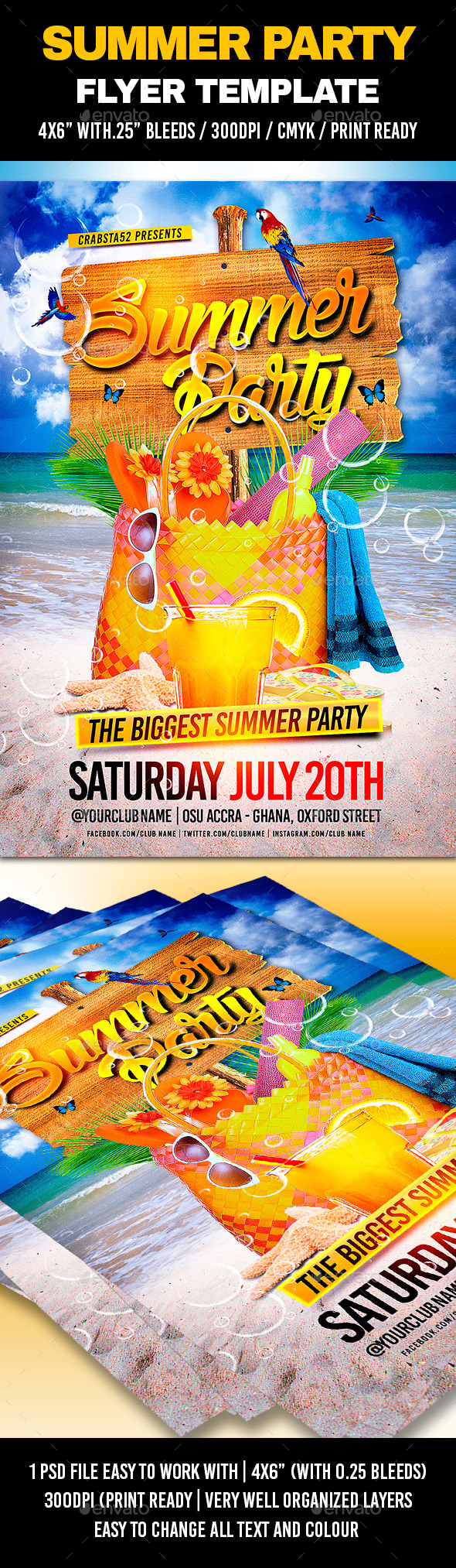Summer Party Flyer Template - Clubs & Parties Events