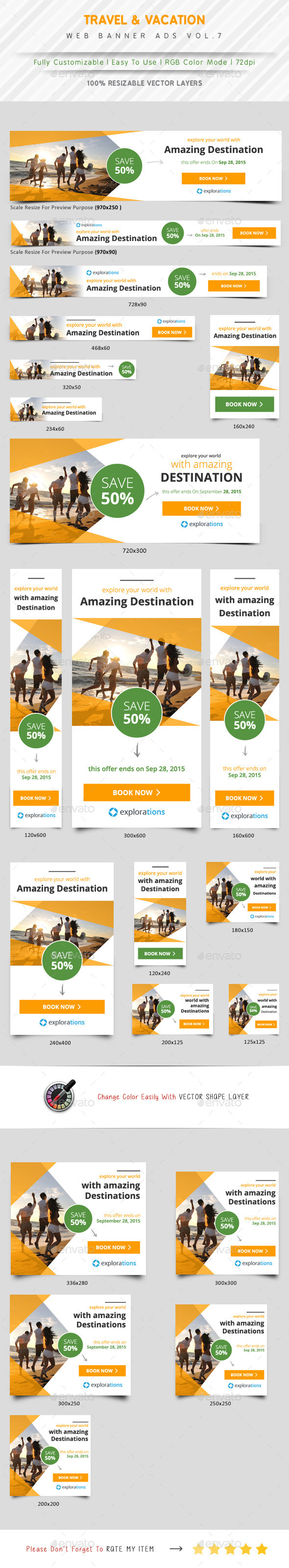 Travel Agency Ads Vol.7 - Banners & Ads Web Elements