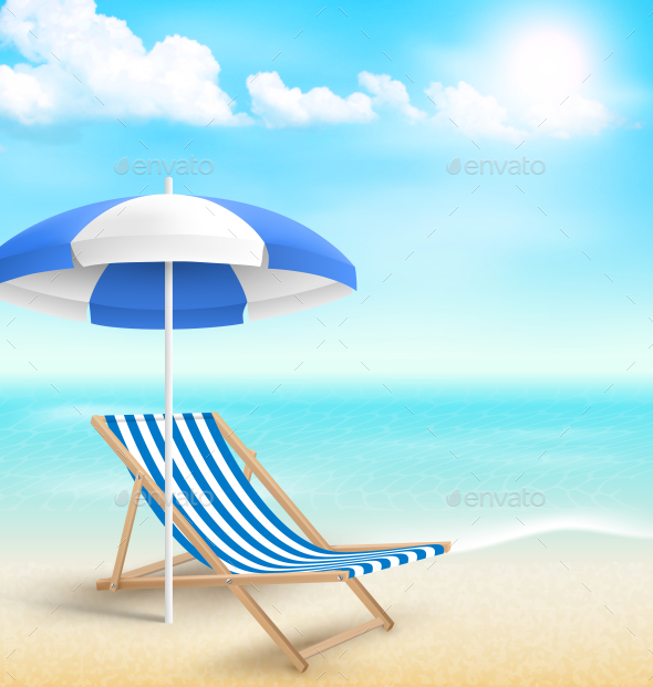 Beach With Sun Umbrella Chair And Clouds By Makkuro Gl Beach With Sun Umbrella Chair And Clouds Seasons Nature