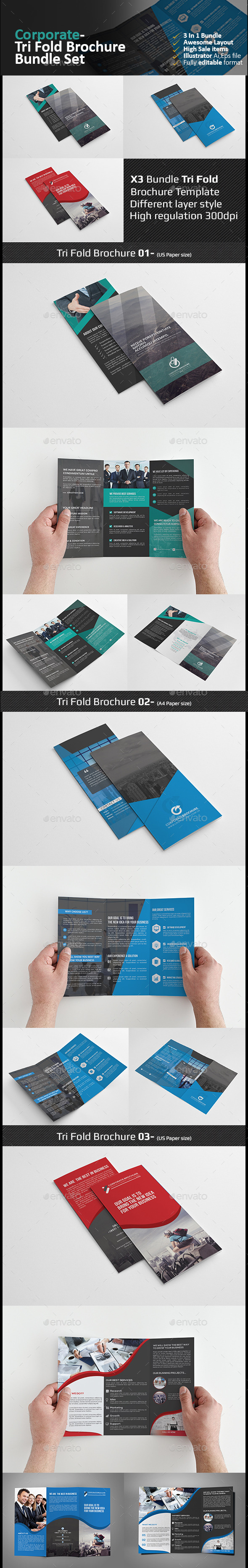 Tri Fold Brochure Bundle-02 - Corporate Brochures