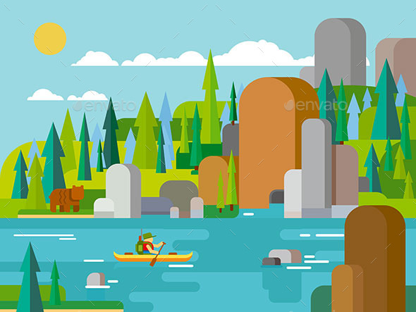 Rafting On River Flat Style - Travel Conceptual