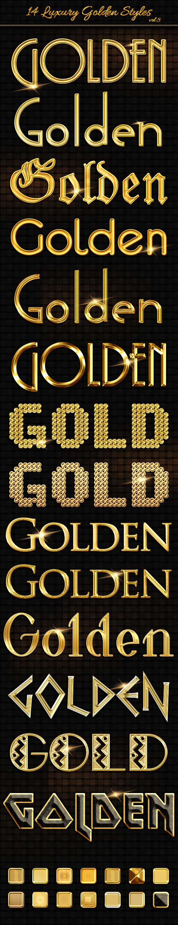 14 Luxury Golden Text Styles vol5 - Text Effects Styles