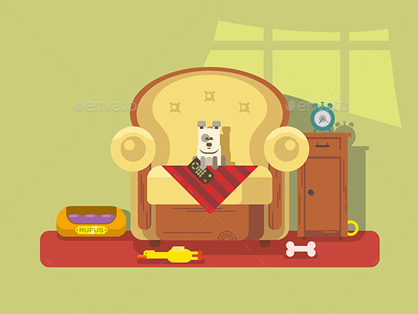 Pet Sitting In Chair - Animals Characters