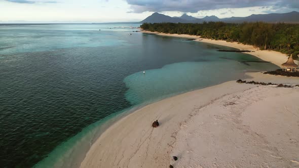 View From the Height of the Snowwhite Beach of Le Morne on the Island of Mauritius in the Indian