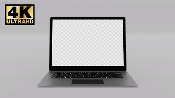 Modern Slim Laptop Open Lid And Turn On Transparent Background 4k