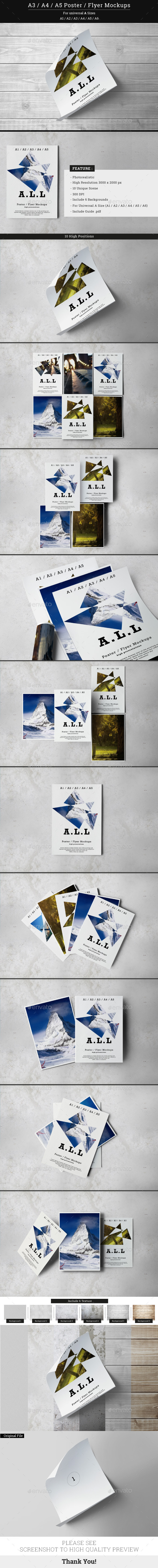 A3 / A4 / A5 Poster / Flyer Mockups - Posters Print