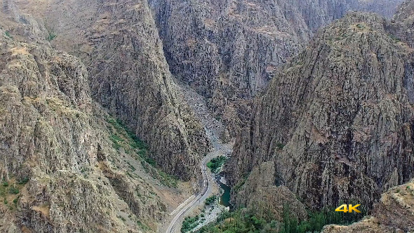Aerial High Rocky Mountain Pass Ravine alt