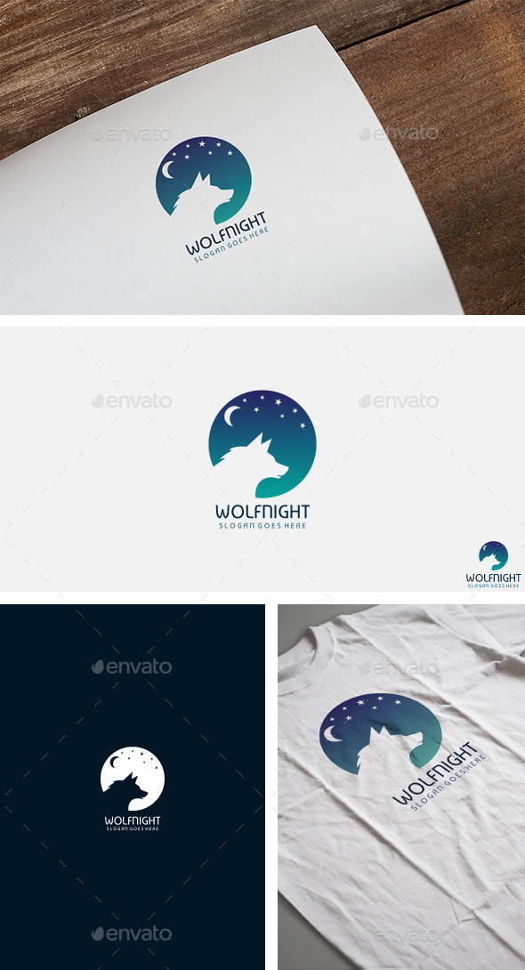 Wolf Night Logo - Animals Logo Templates
