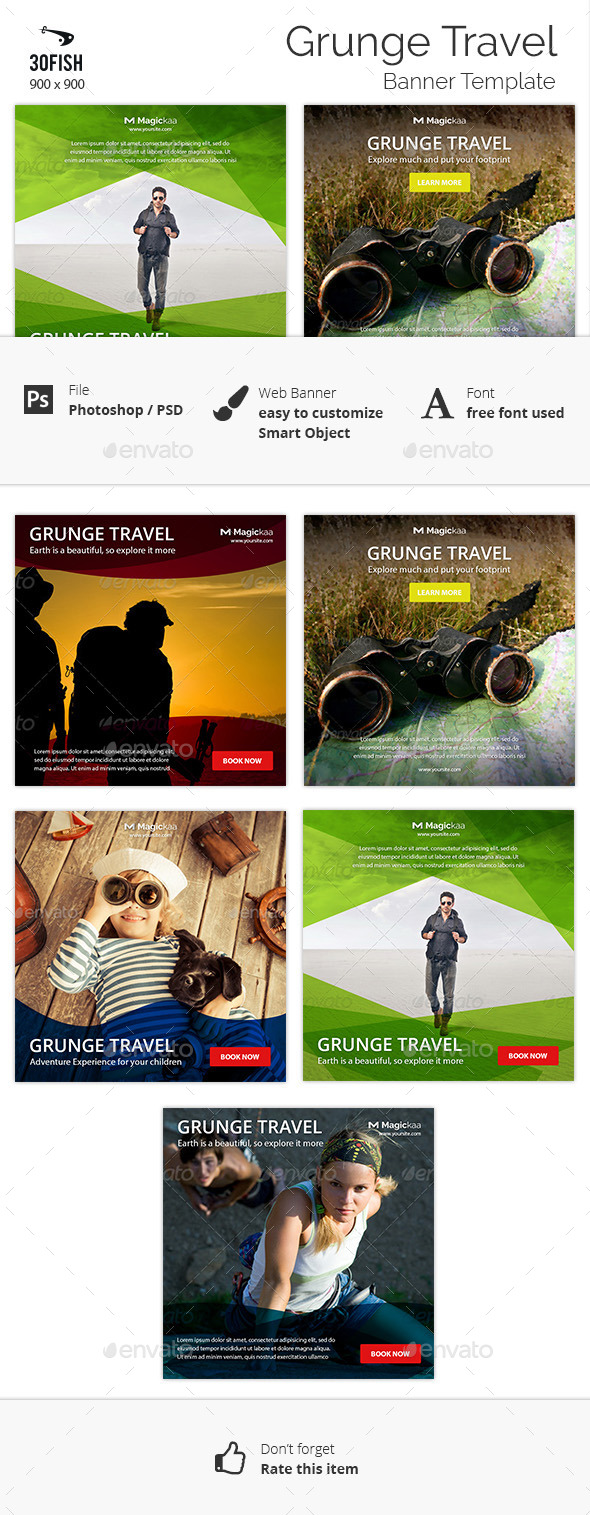 Grunge Travel Banner - Banners & Ads Web Elements