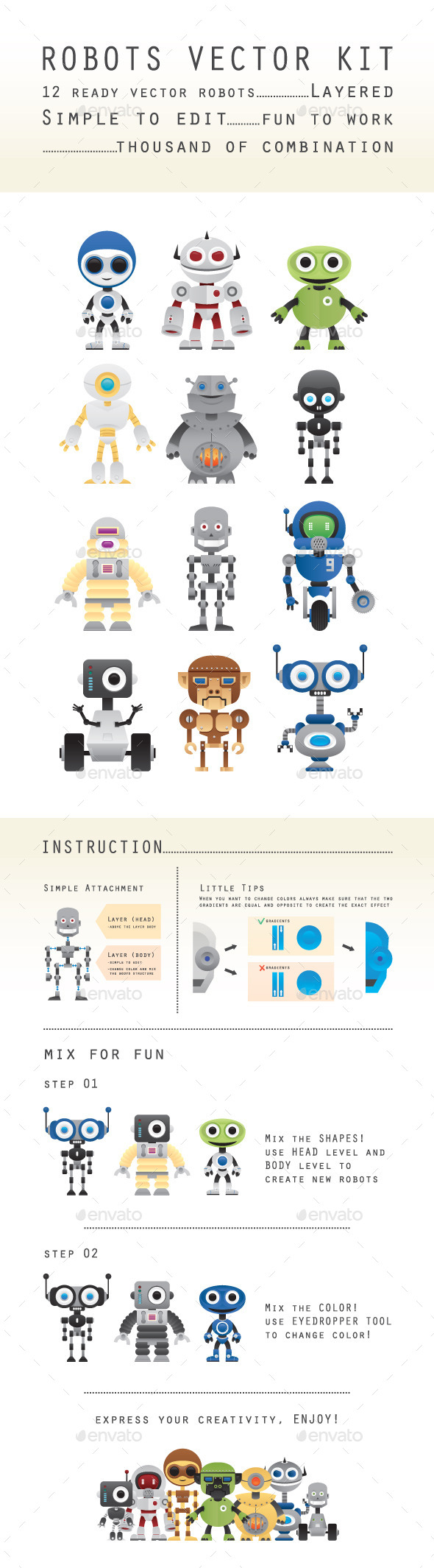 Robots Vectors Kit - Miscellaneous Characters