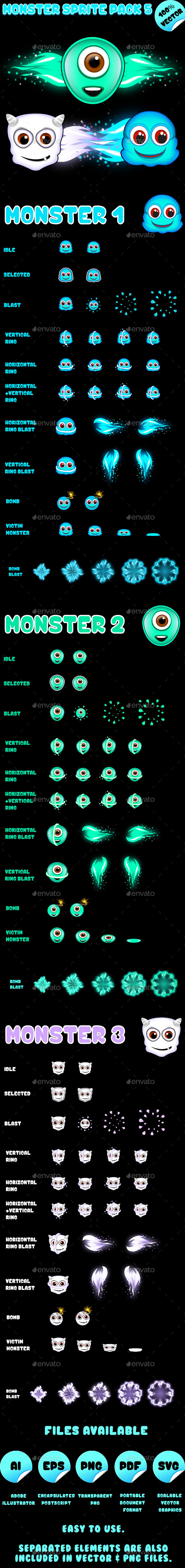 Monster Sprite Pack 05 - Sprites Game Assets