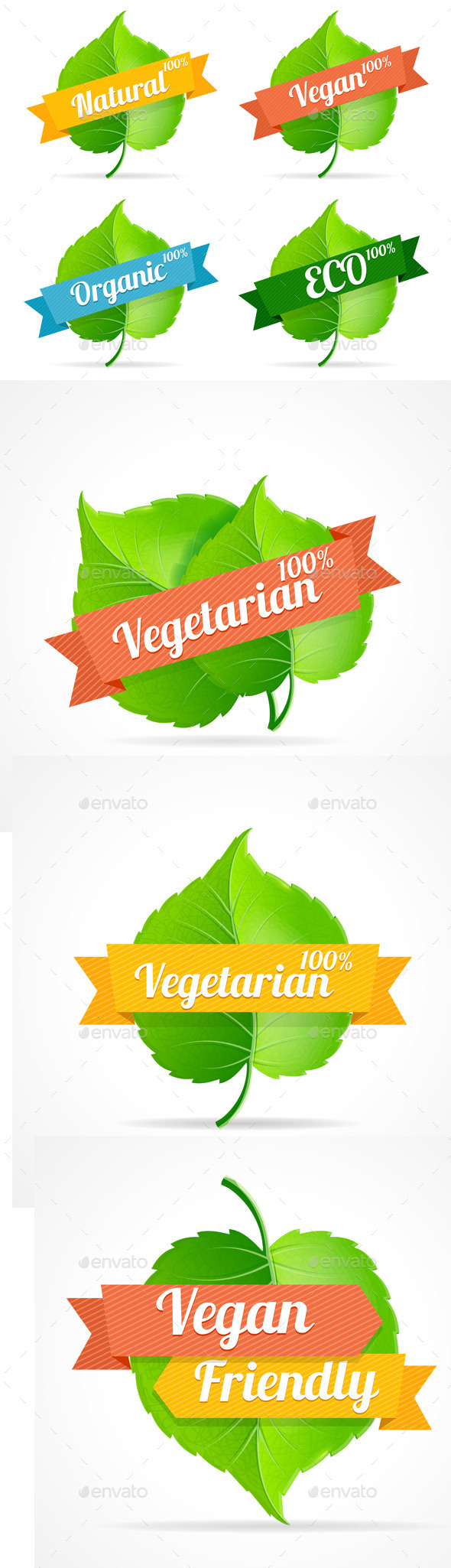 Vector Vegan Shop Labels Set - Commercial / Shopping Conceptual
