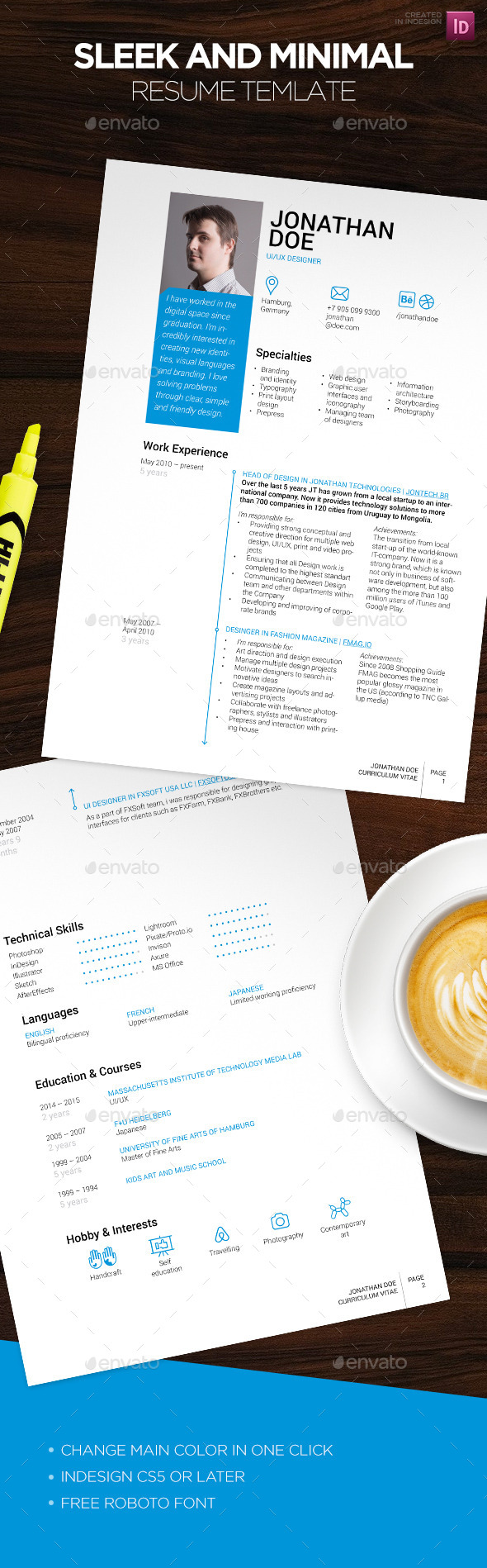 Sleek CV template - Resumes Stationery