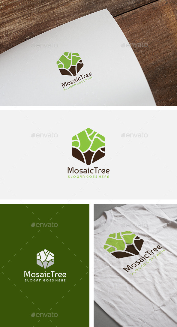 Hexagon Tree Logo - Nature Logo Templates