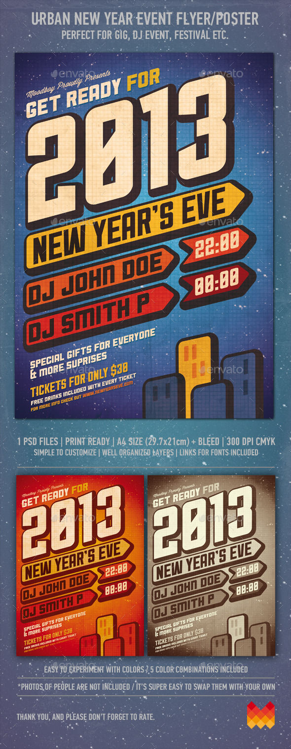 Urban New Year Party Flyer/Poster - Events Flyers