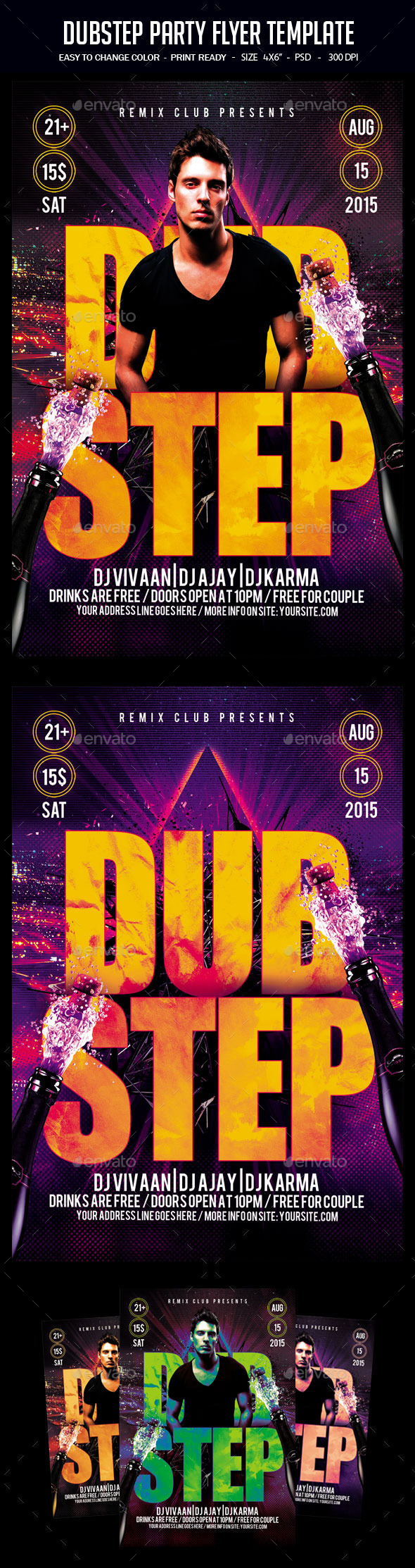 Dubstep Party Flyer Template - Clubs & Parties Events