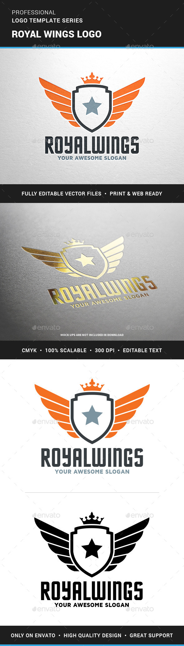 Royal Wings Logo Template - Crests Logo Templates