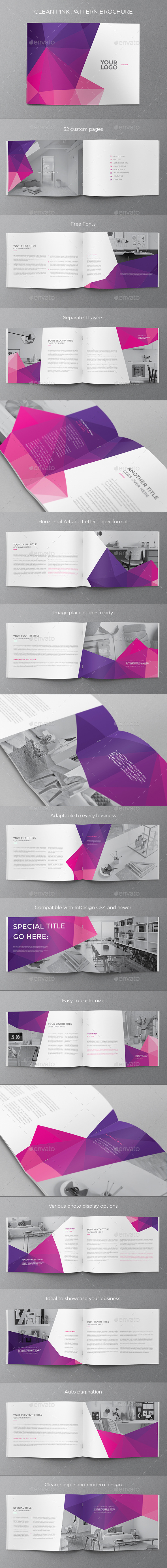 Clean Pink Pattern Brochure - Brochures Print Templates