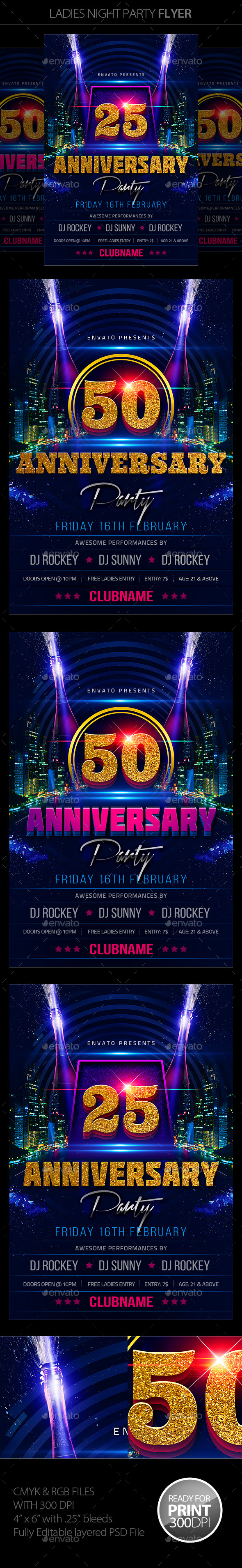 Anniversary Flyer - Clubs & Parties Events