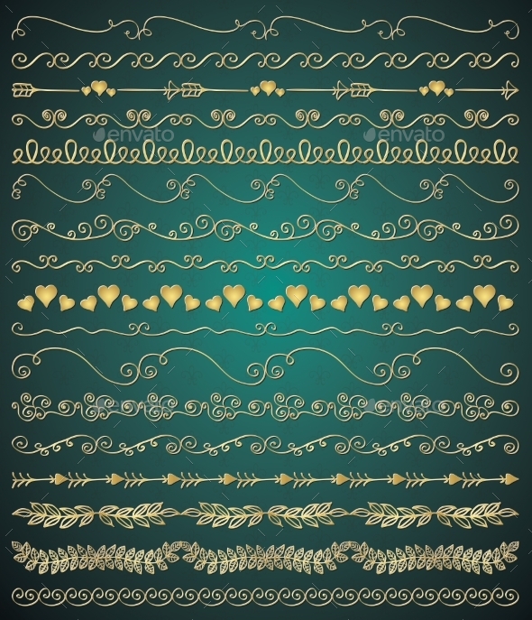 Golden Hand Sketched Seamless Borders - Borders Decorative