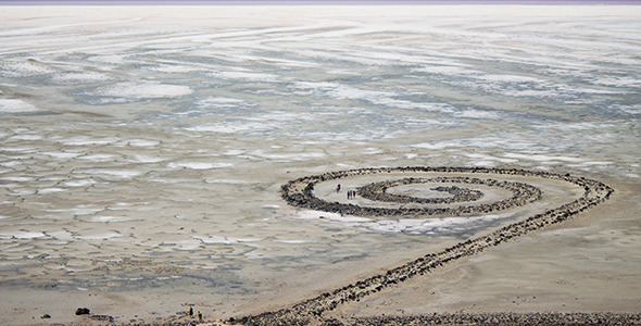 Visitors Wander Spiral at Great Salt Lake