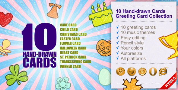 10 Hand-drawn Cards - CodeCanyon 12366831