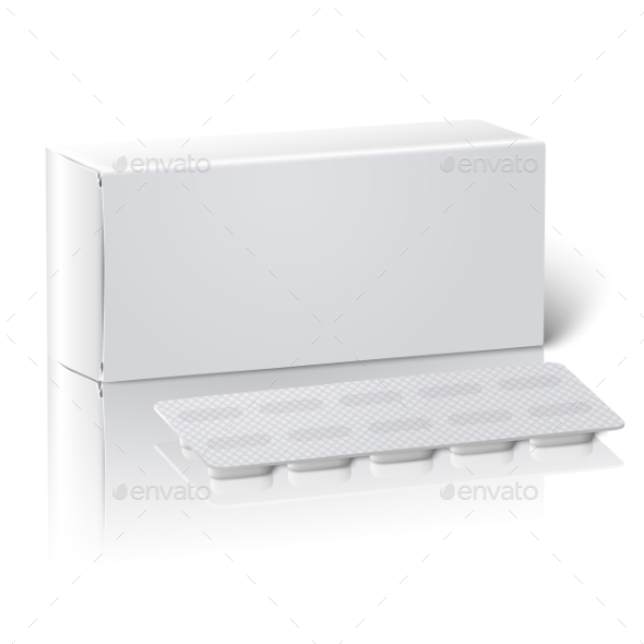 Realistic Blank Paper Medicine Package Box - Man-made Objects Objects