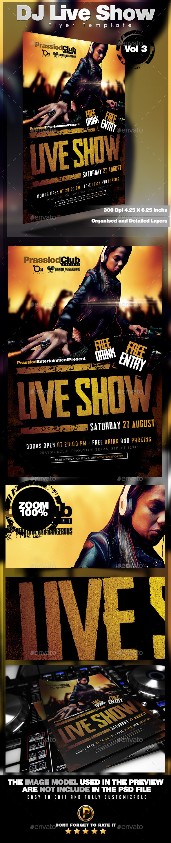 DJ Live Show Flyer Template Vol 3 - Clubs & Parties Events