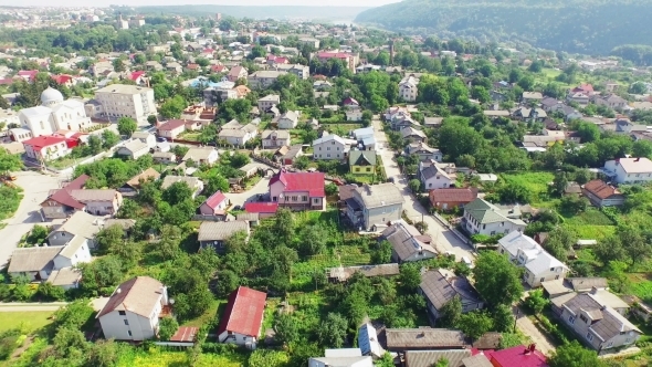 Zalishchyky Aerial View City Zalishchyky Aerial View City