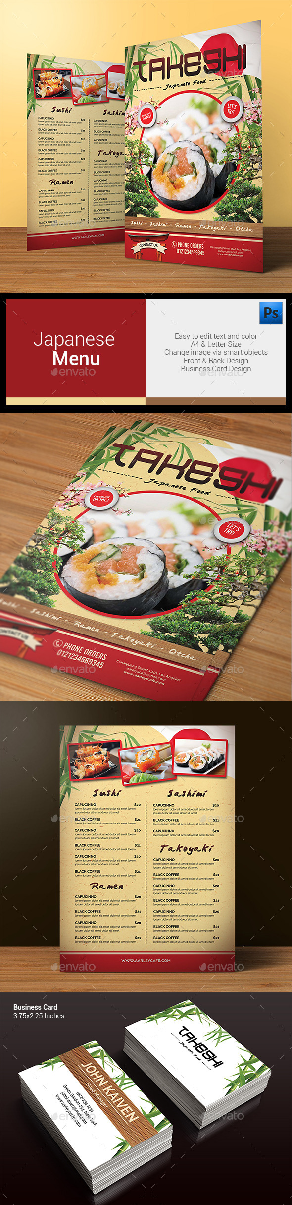 Japanese Menu - Food Menus Print Templates