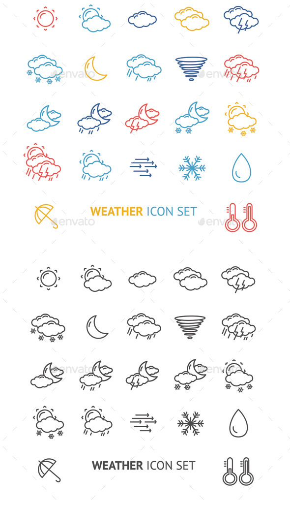 Weather Icon Outline Vector Weather Icon Outline Vector
