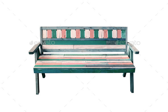 Vintage Wooden Bench Isolated On White Stock Photo By Kitzstocker