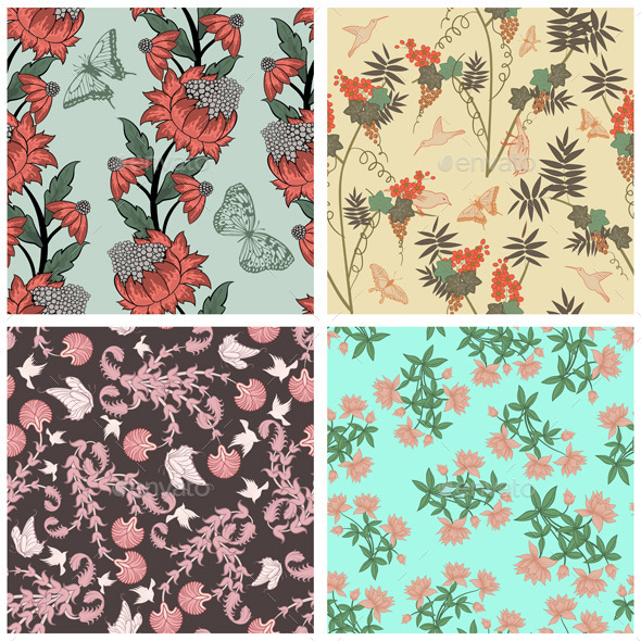 Seamless Floral Pattern Set - Patterns Decorative