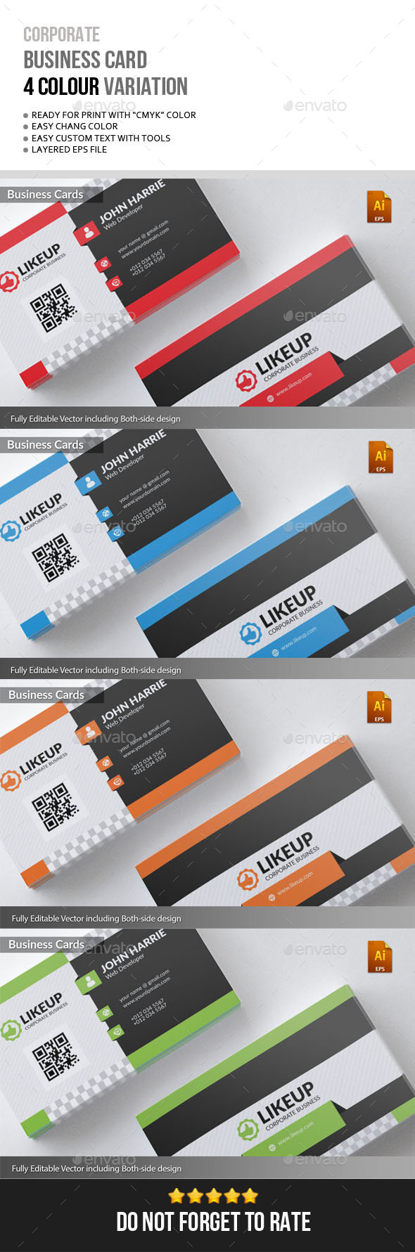 LikeUp Corporate Business Card - Business Cards Print Templates