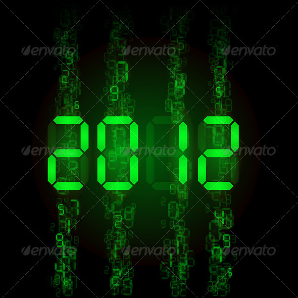 Set of digital numbers - twenty twelve - Characters Vectors