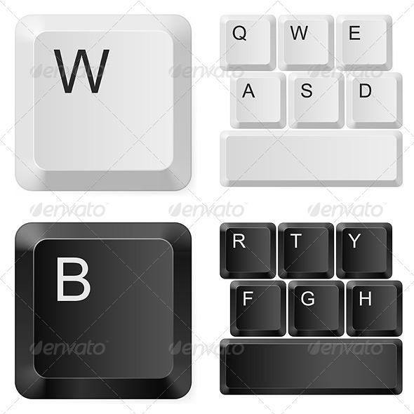 White and black computer keys. - Characters Vectors