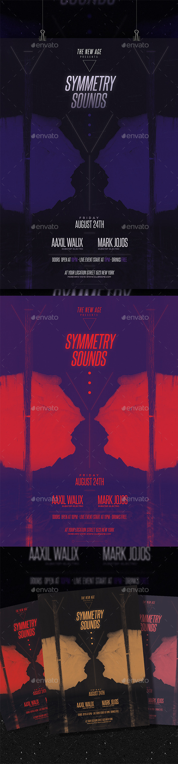 Minimal Flyer/Poster - Symmetry Sounds - Clubs & Parties Events