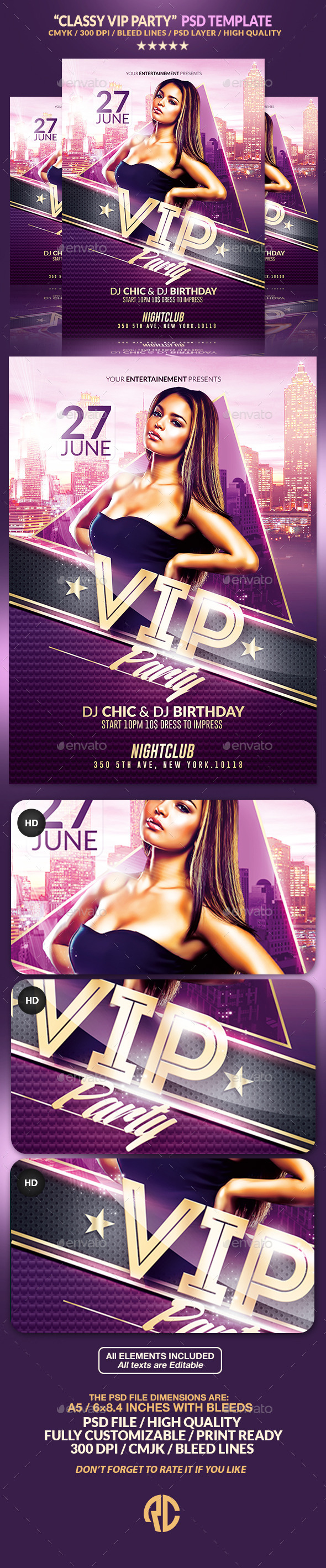 Classy Vip Party | Psd Flyer Template - Clubs & Parties Events