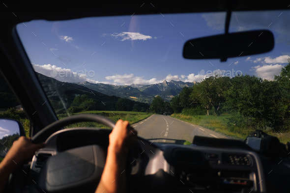 driving in the mountains - Stock Photo - Images