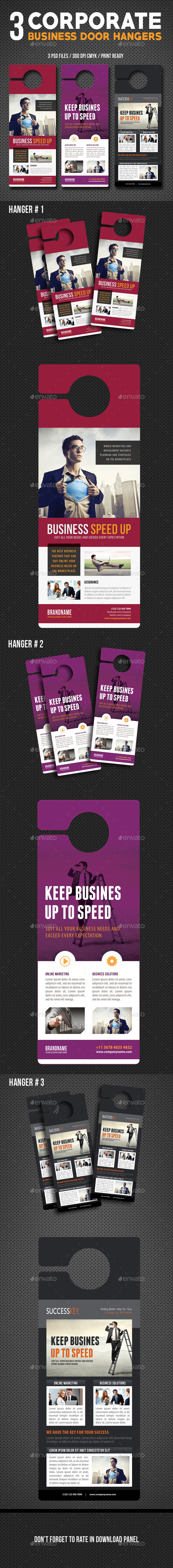 3 Corporate Business Door Hanger Bundle 02 - Miscellaneous Print Templates