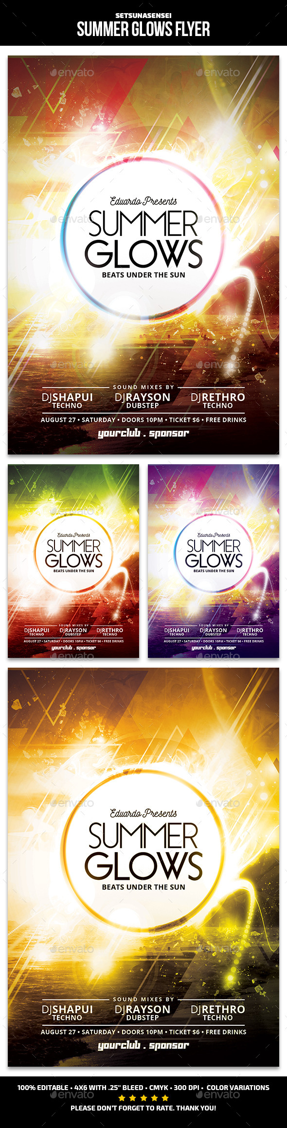 Summer Glows Flyer - Clubs & Parties Events