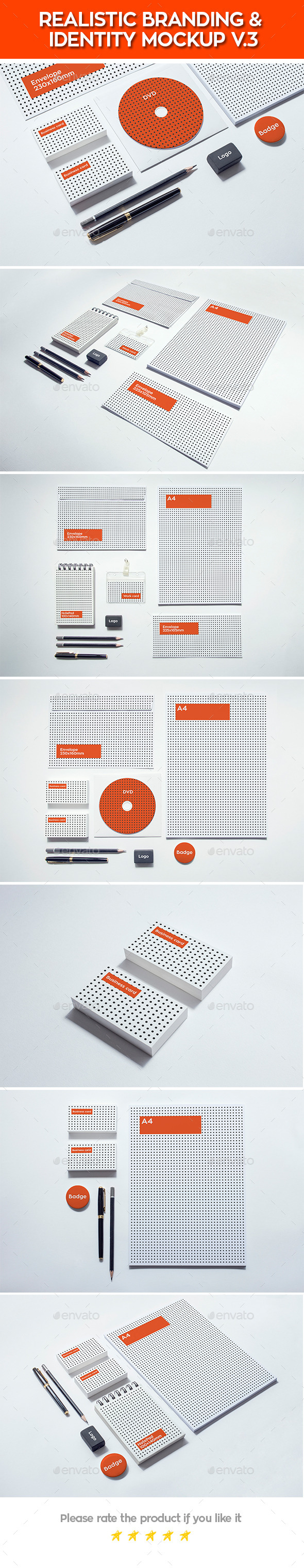 Realistic Branding & Identity Design Mockups V3 - Stationery Print