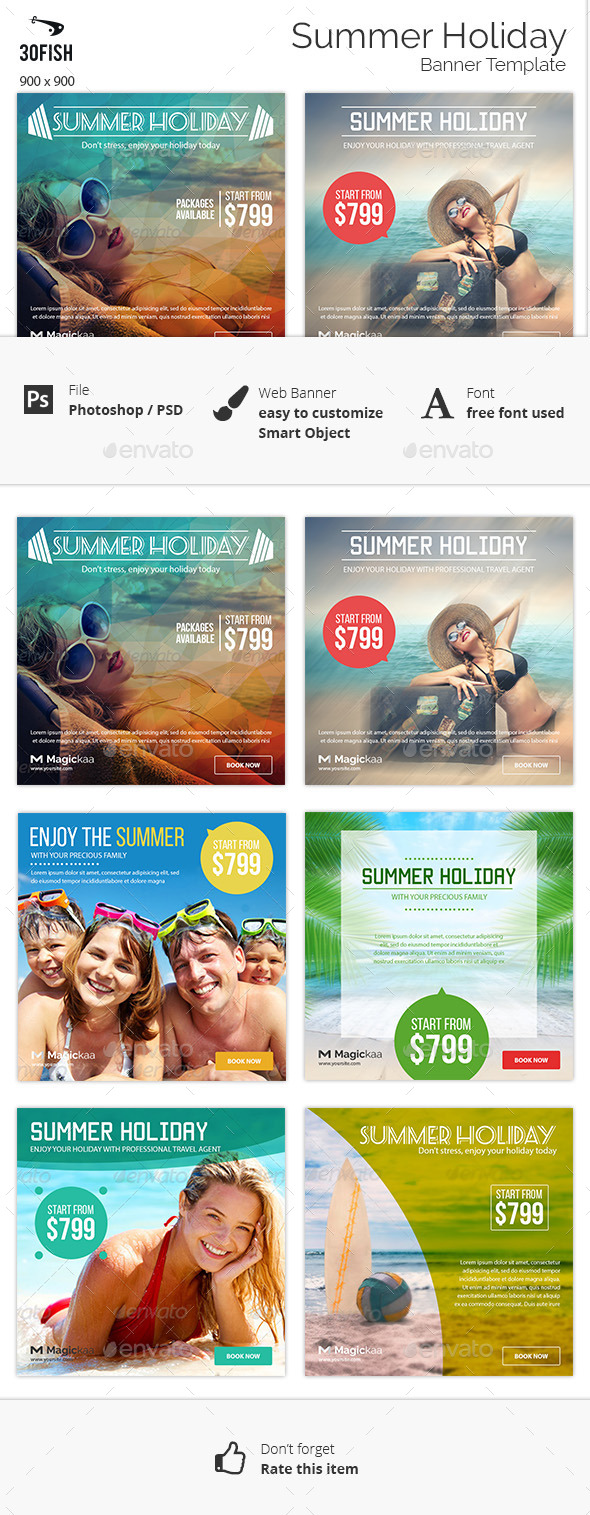 Summer Holiday Banner - Banners & Ads Web Elements