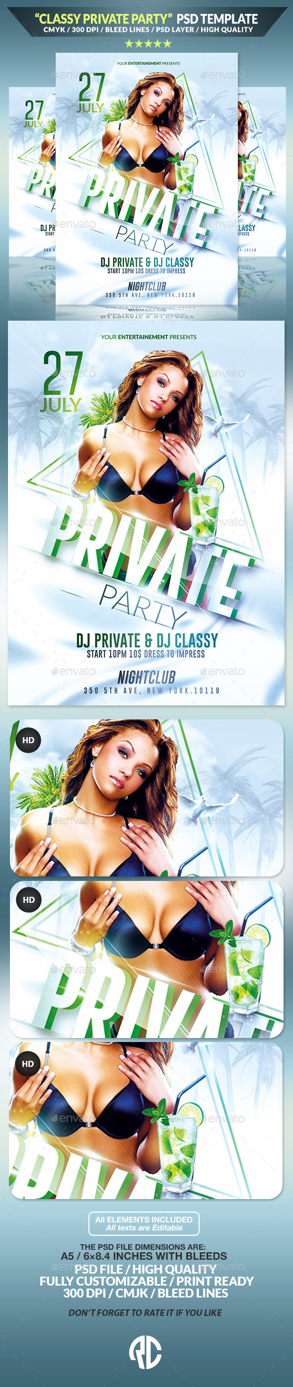 Classy Private Party | Psd Flyer Template - Events Flyers