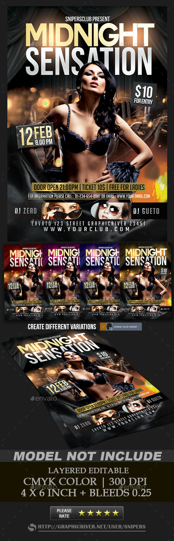 Midnight Sensation - Events Flyers
