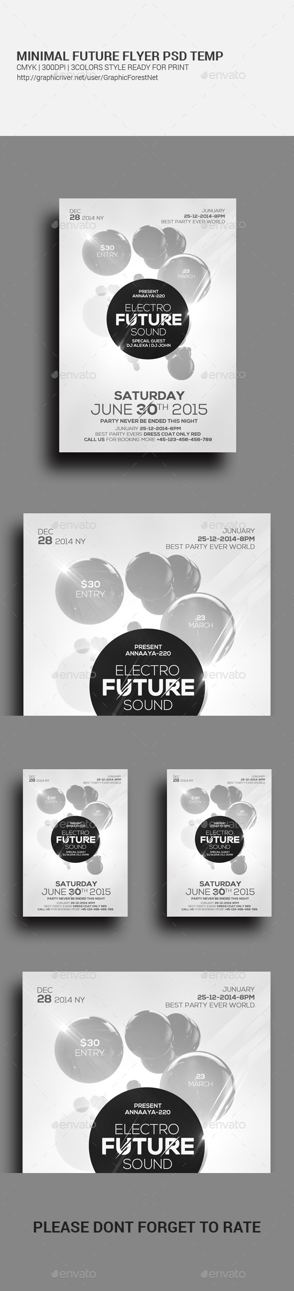 Minimal Futuristic Flyer Psd Templates - Clubs & Parties Events