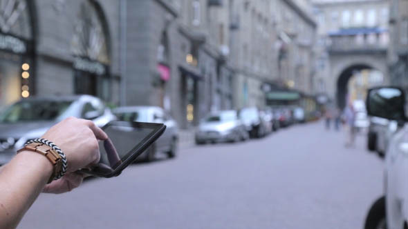 Man Uses Touch Panel Trips Man Uses Touch Panel Trips