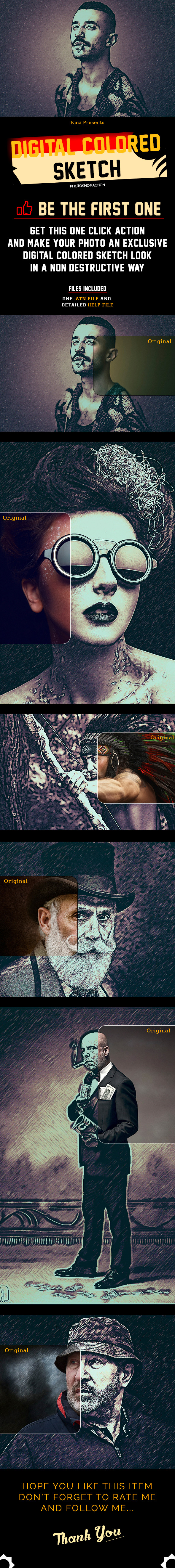 Digital Colored Sketch - Photo Effects Actions
