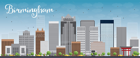 Birmingham Alabama Skyline with Grey Buildings Birmingham Alabama Skyline with Grey Buildings